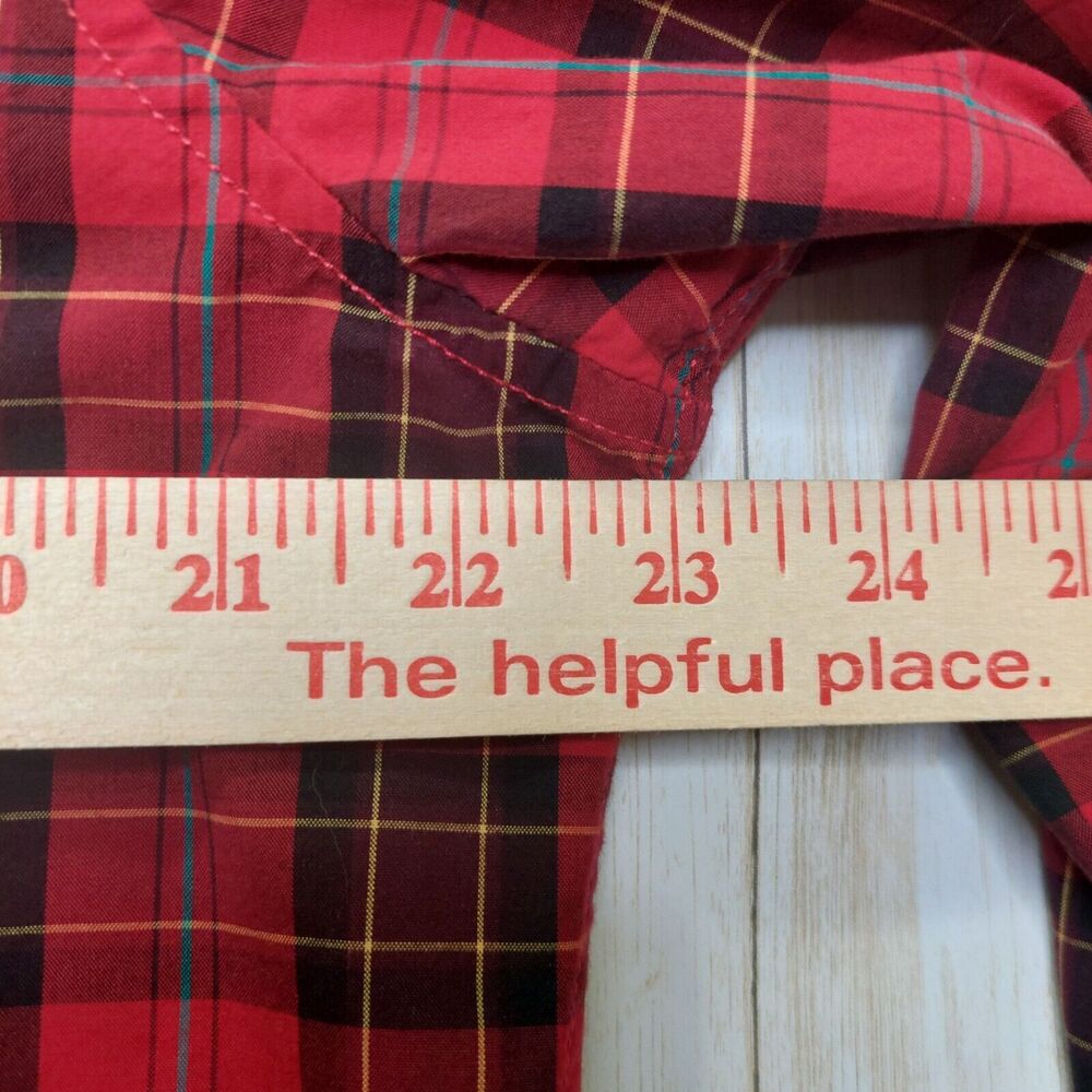 American Eagle Mens Shirt Button Down Red Plaid Long Sleeve Classic Fit Large - Picture 9 of 9